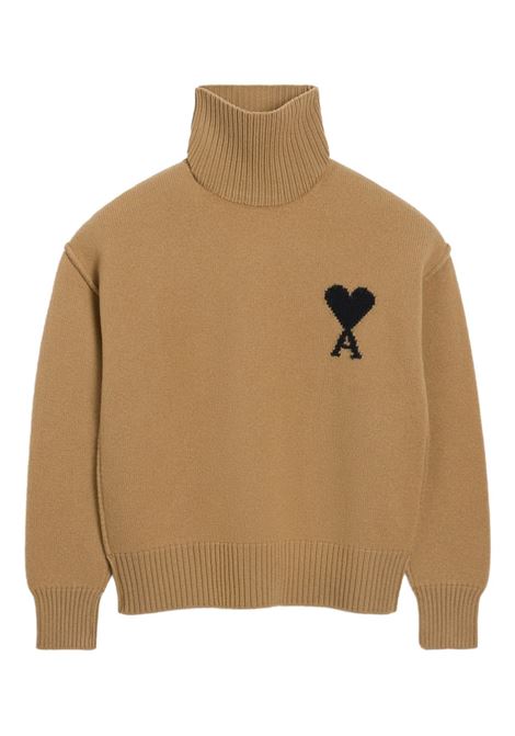 Maglione Ami de coeur in marrone caramello AMI paris - uomo AMI PARIS | UKS839018288